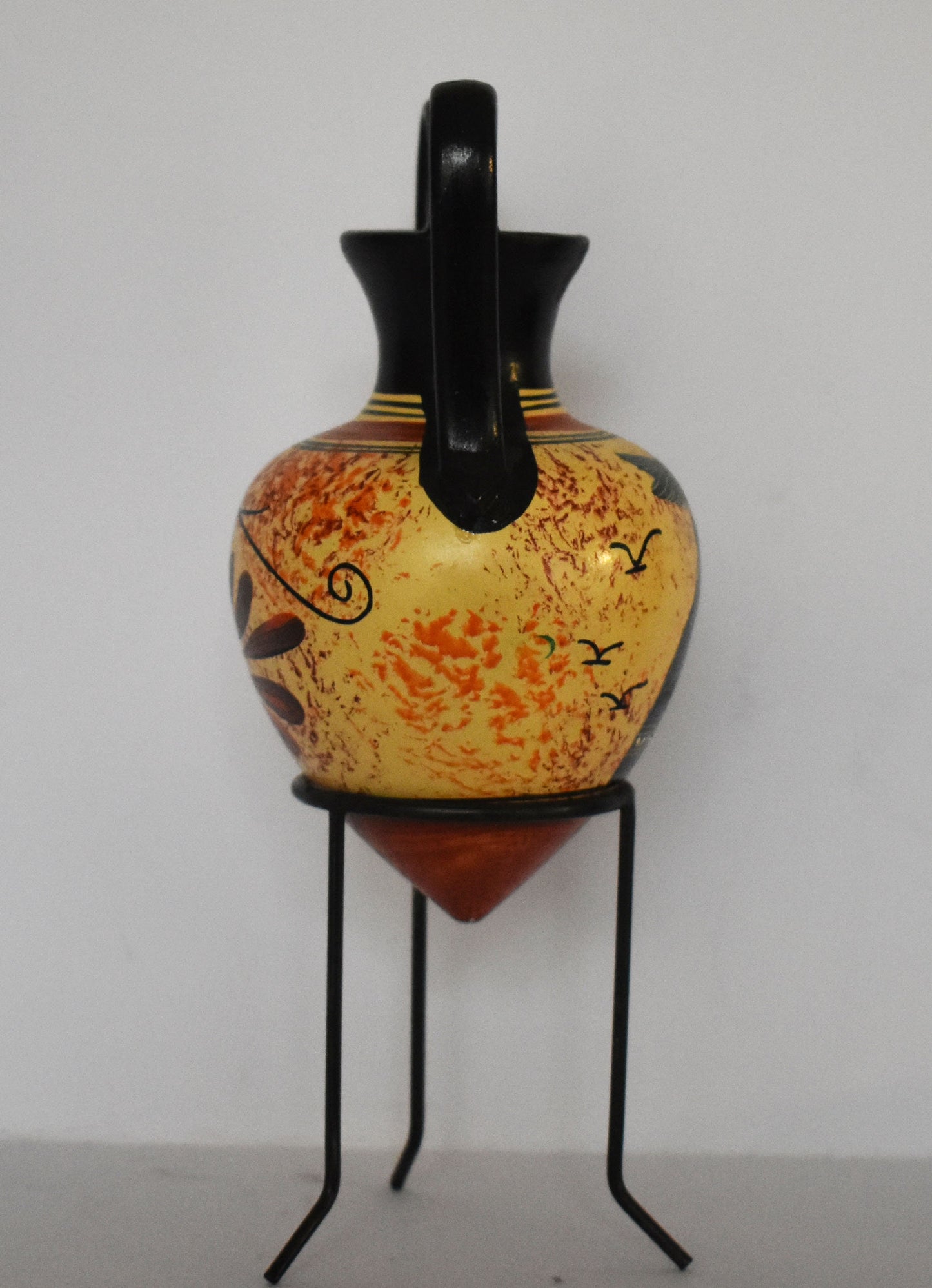 Rhyton - Vessel for Libations or Drinking - Hermes - God of Heralds, Travellers, Merchants, and Orators.- Floral design - Ceramic Vase