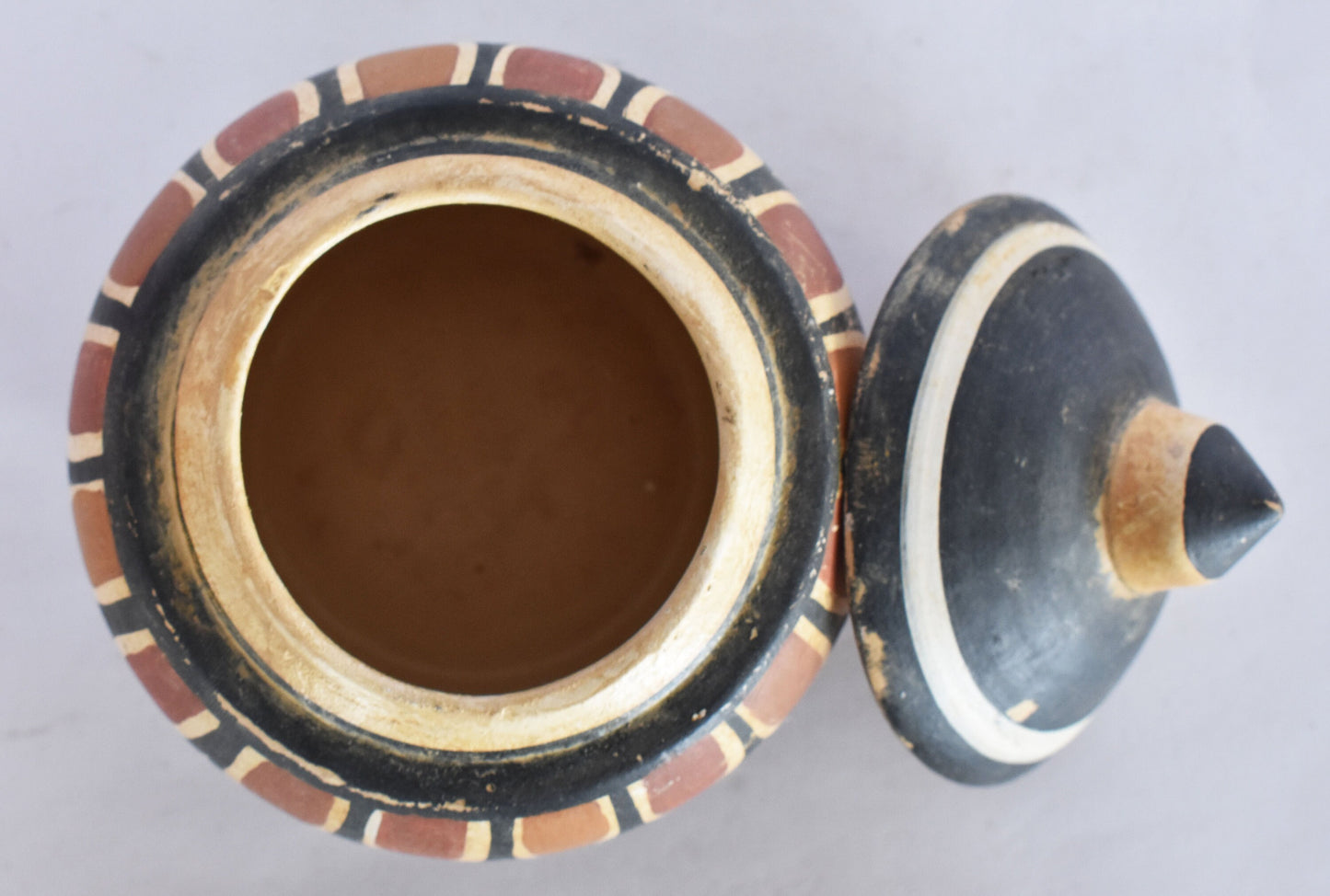 Pyxis Vase - Cylindrical Box - Flower Motif - Athens, Attica - 700 BC - Museum Reproduction - Ceramic Artifact