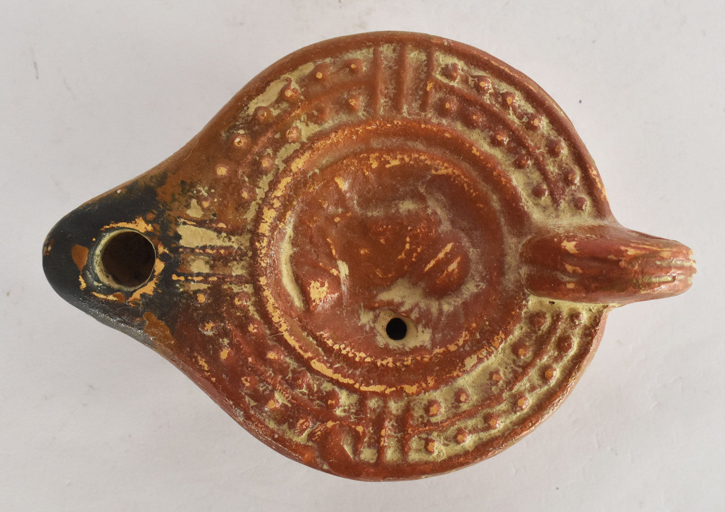 Oil Lamp - Athens, Attica - 600 BC - Athena - Goddess of Wisdom and Handicraft - Museum Reproduction - Ceramic Artifact
