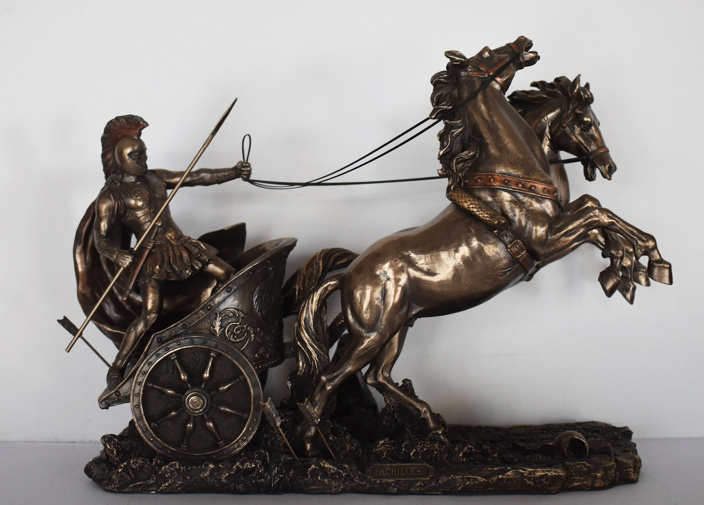 Achilles on Chariot- Greek Hero - Son of Thetis and Peleus - Trojan War - Homer's Iliad - Cold Cast Bronze Resin