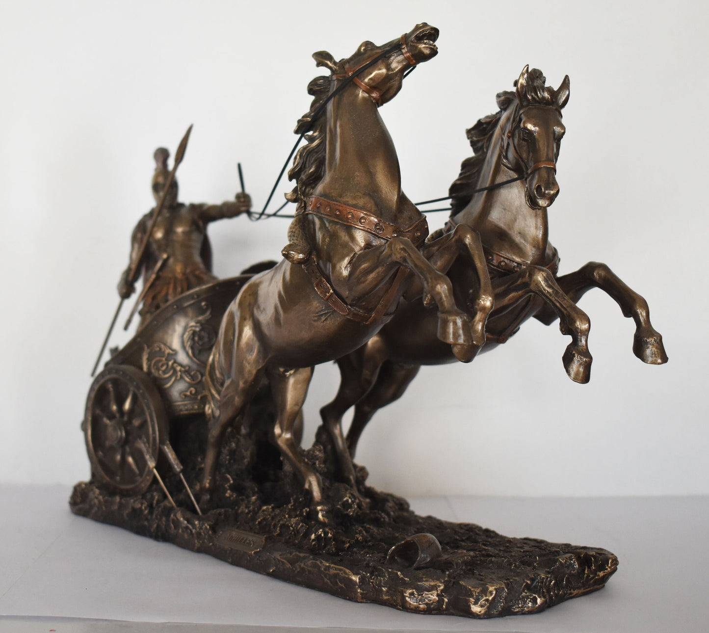 Achilles on Chariot- Greek Hero - Son of Thetis and Peleus - Trojan War - Homer's Iliad - Cold Cast Bronze Resin