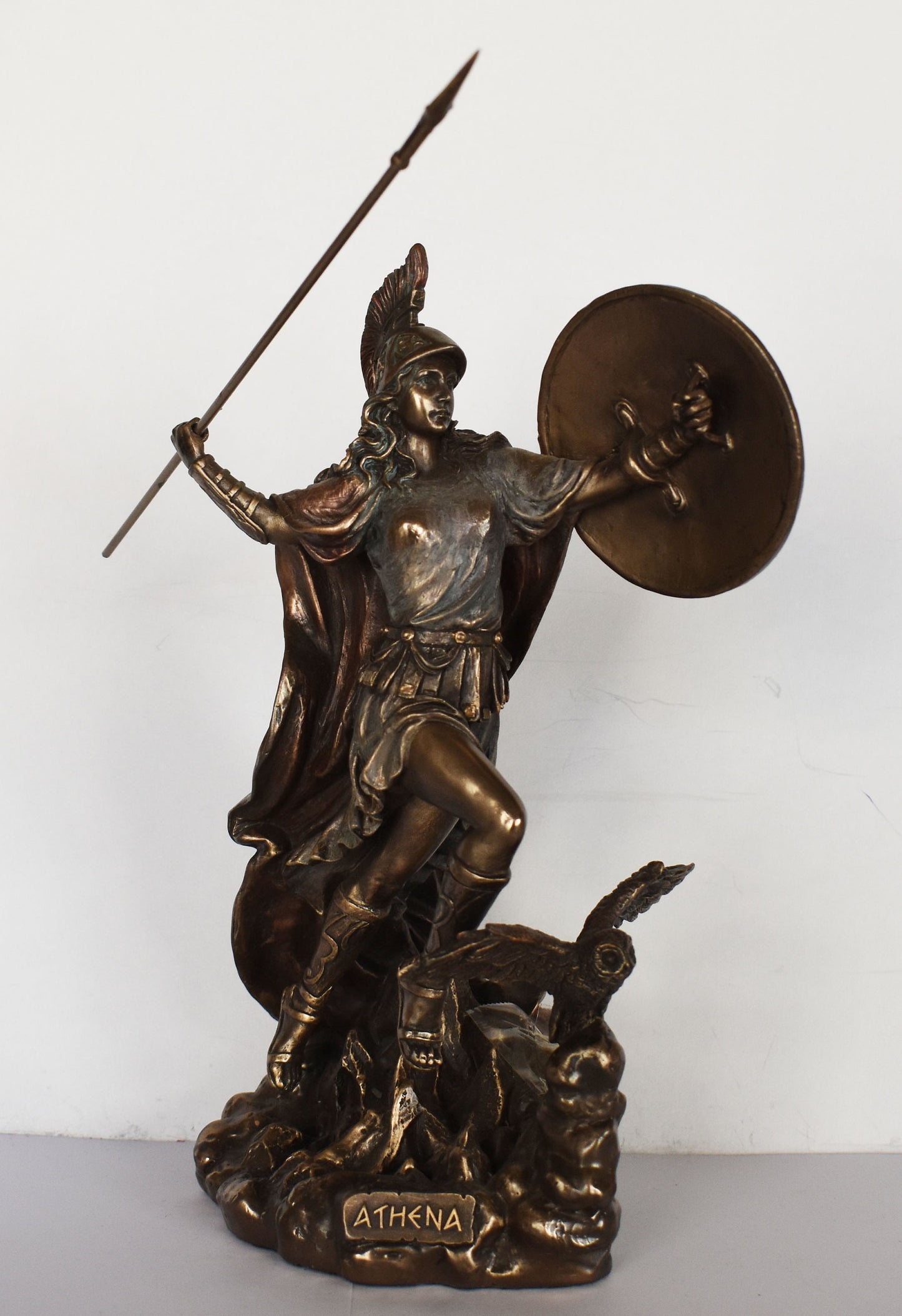 Athena Minerva - Greek Roman goddes of Wisdom, Strength, Strategy, Courage, Inspiration, Arts - Acropolis - Cold Cast Bronze Resin