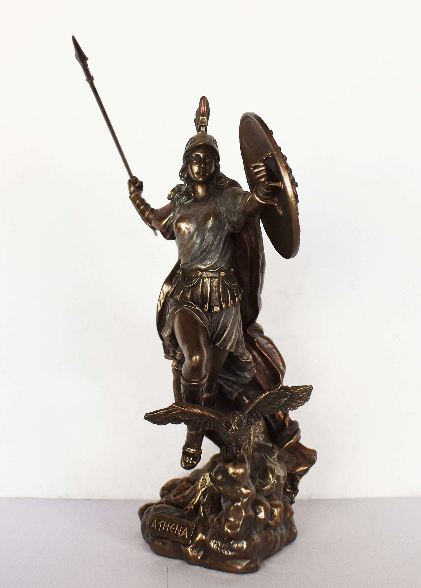 Athena Minerva - Greek Roman goddes of Wisdom, Strength, Strategy, Courage, Inspiration, Arts - Acropolis - Cold Cast Bronze Resin