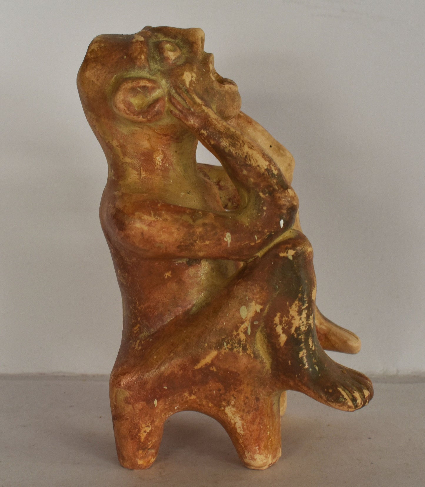 Terracotta Figurine of a Sitting Man - Chalcolithic Period - Pierides Foundation Museum, Larnaka, Cyprus - Reproduction  - Ceramic Artifact