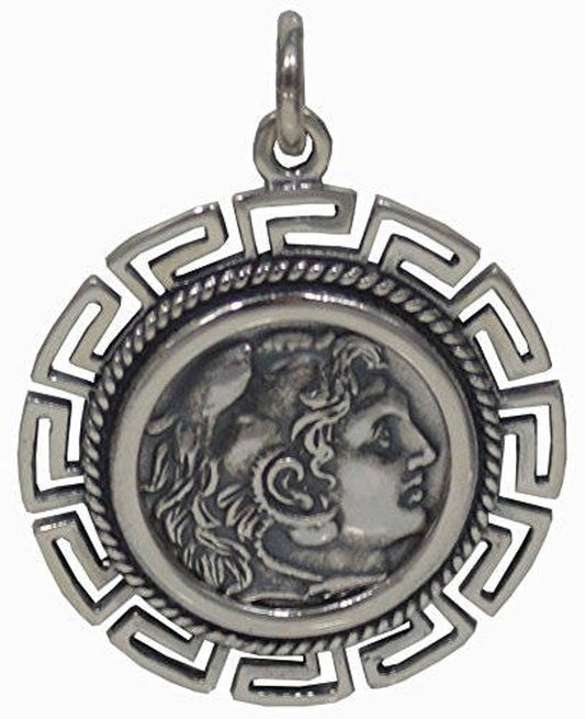 Alexander The Great - Macedonian King - Meander Motif - Amphipolis Tetradrachm - 336-326 BC - Coin Pendant - 925 Sterling Silver