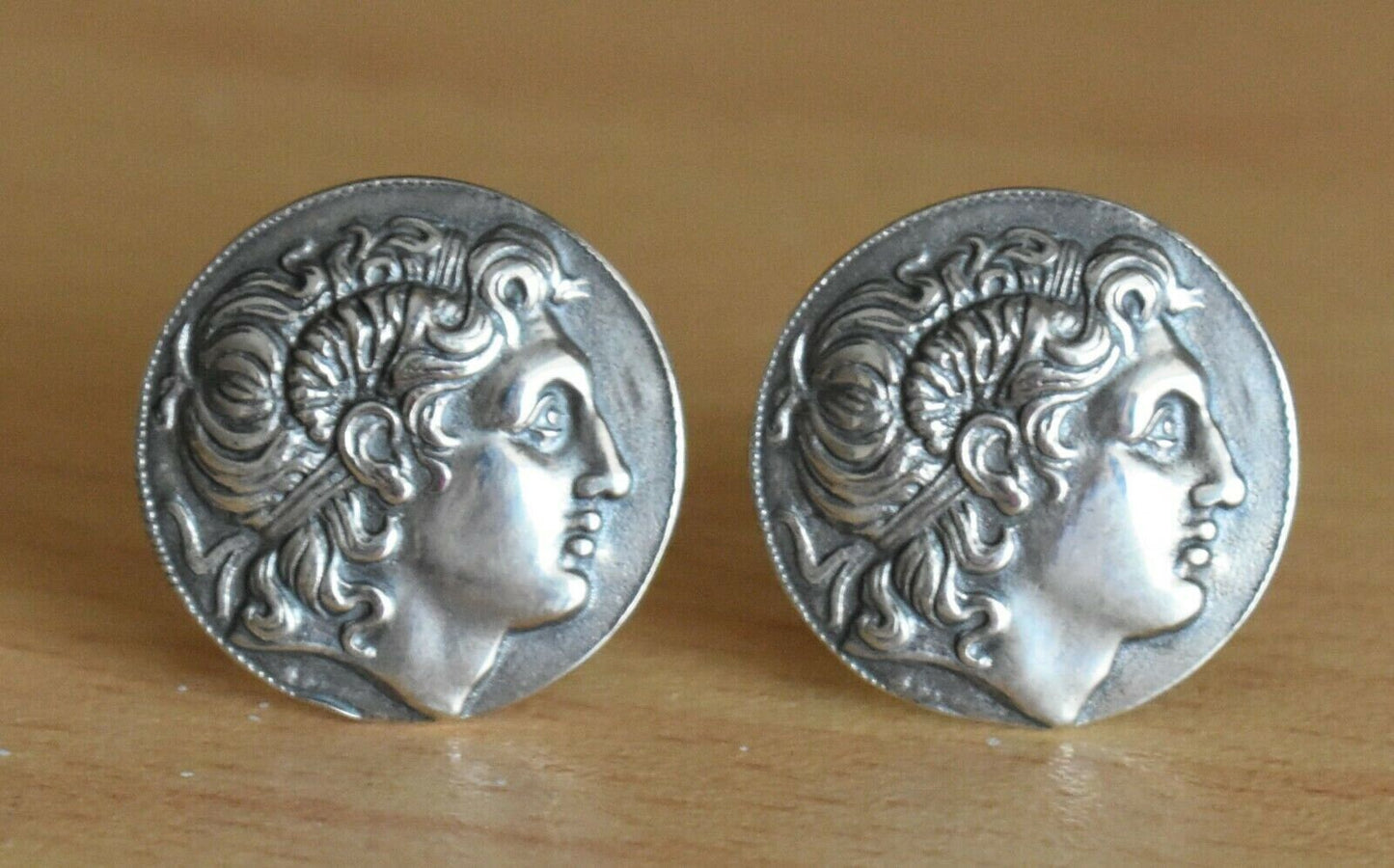 Alexander The Great - Macedonian King - Son of Philip, Student of Aristoteles - Lysimachos - Cufflinks - 925 Sterling Silver
