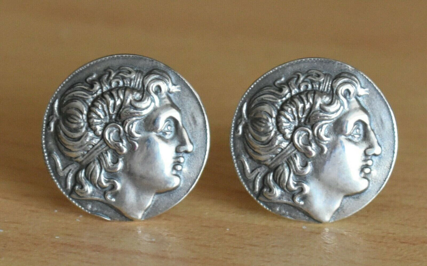 Alexander The Great - Macedonian King - Son of Philip, Student of Aristoteles - Lysimachos - Cufflinks  - 925 Sterling Silver