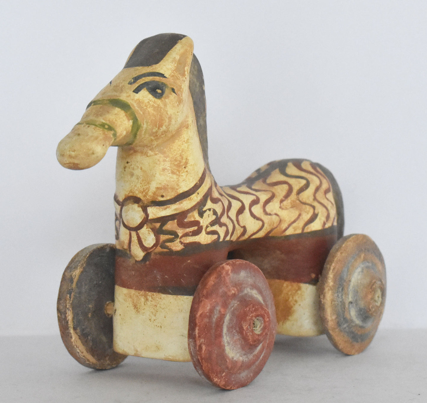Horse on Wheels - Children's Toy - Athens, Attica - 500 BC - Museum Reproduction - Ceramic Artifact