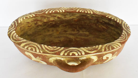 Kymbe with Lilies - 1600 BC - Elongated Open Vessel - Thera Museum - Reproduction - Ceramic Artifact