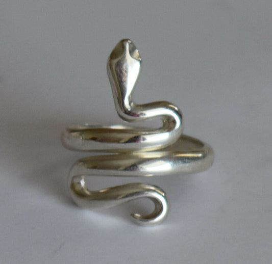 Minoan Snake - Ancient Greek Symbol of Rebirth, Transformation, Immortality, Healing - Ring - Size Us 8 - 925 Sterling Silver