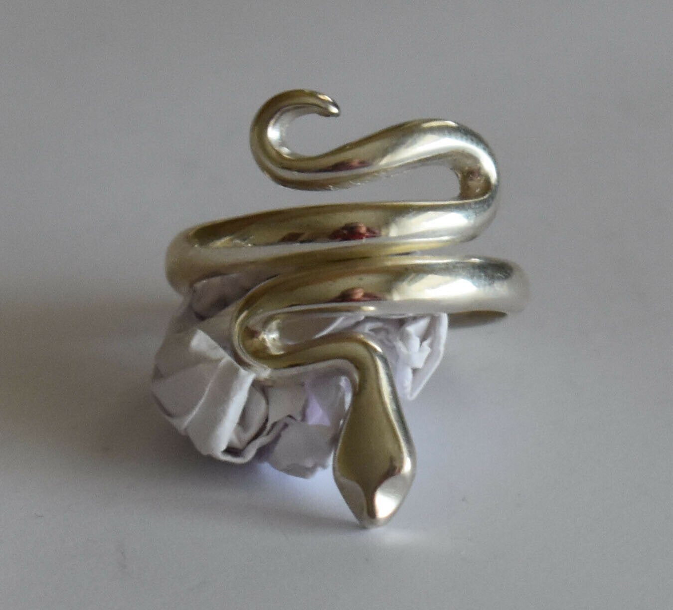 Minoan Snake - Ancient Greek Symbol of Rebirth, Transformation, Immortality, Healing - Ring - Size Us 8 - 925 Sterling Silver