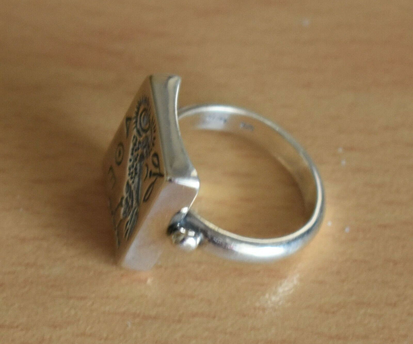 Owl of Wisdom and Intelligence - Symbol of Goddess Athena - Ancient Greece - Ring - Size Us 8 - 925 Sterling Silver