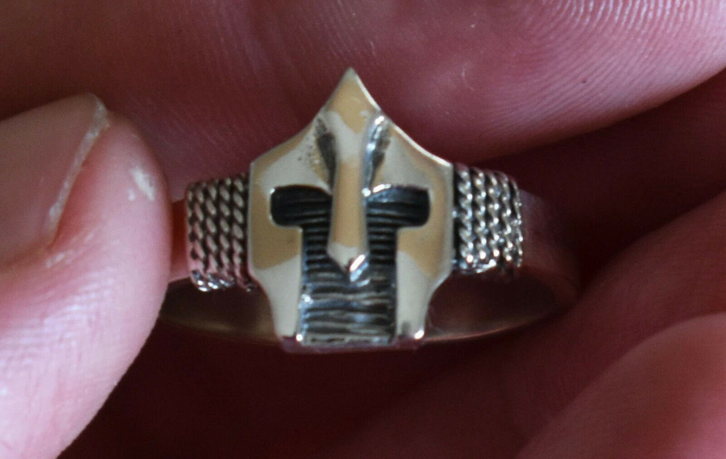 Spartan Helmet - King Leonidas - 300 Spartans - Battle of Thermopylae - 480 BC - Ring - Size Us 8 - 925 Sterling Silver
