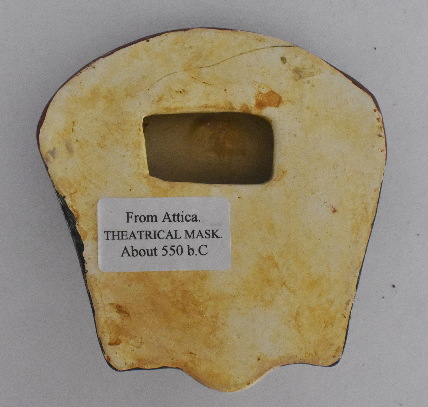 Ancient Greek Theatrical Mask - Κore - Yellow Clay - Athens, Attica - 550 BC - Miniature - Museum Reproduction - Ceramic Artifact