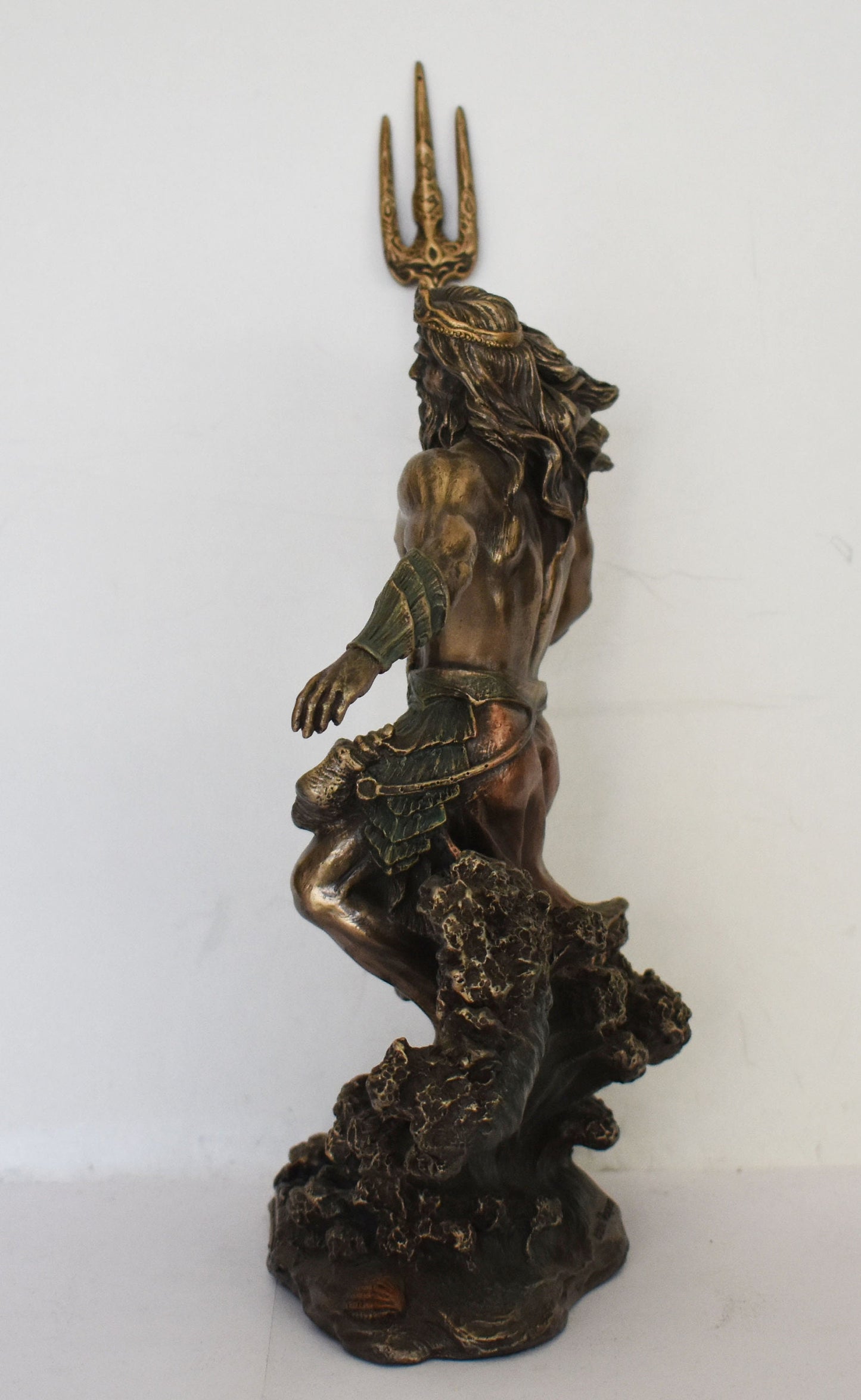 Poseidon Neptune - Greek Roman God of waters and seas, who controlled winds and storms - Protector of Seafarers - Cold Cast Bronze Resin
