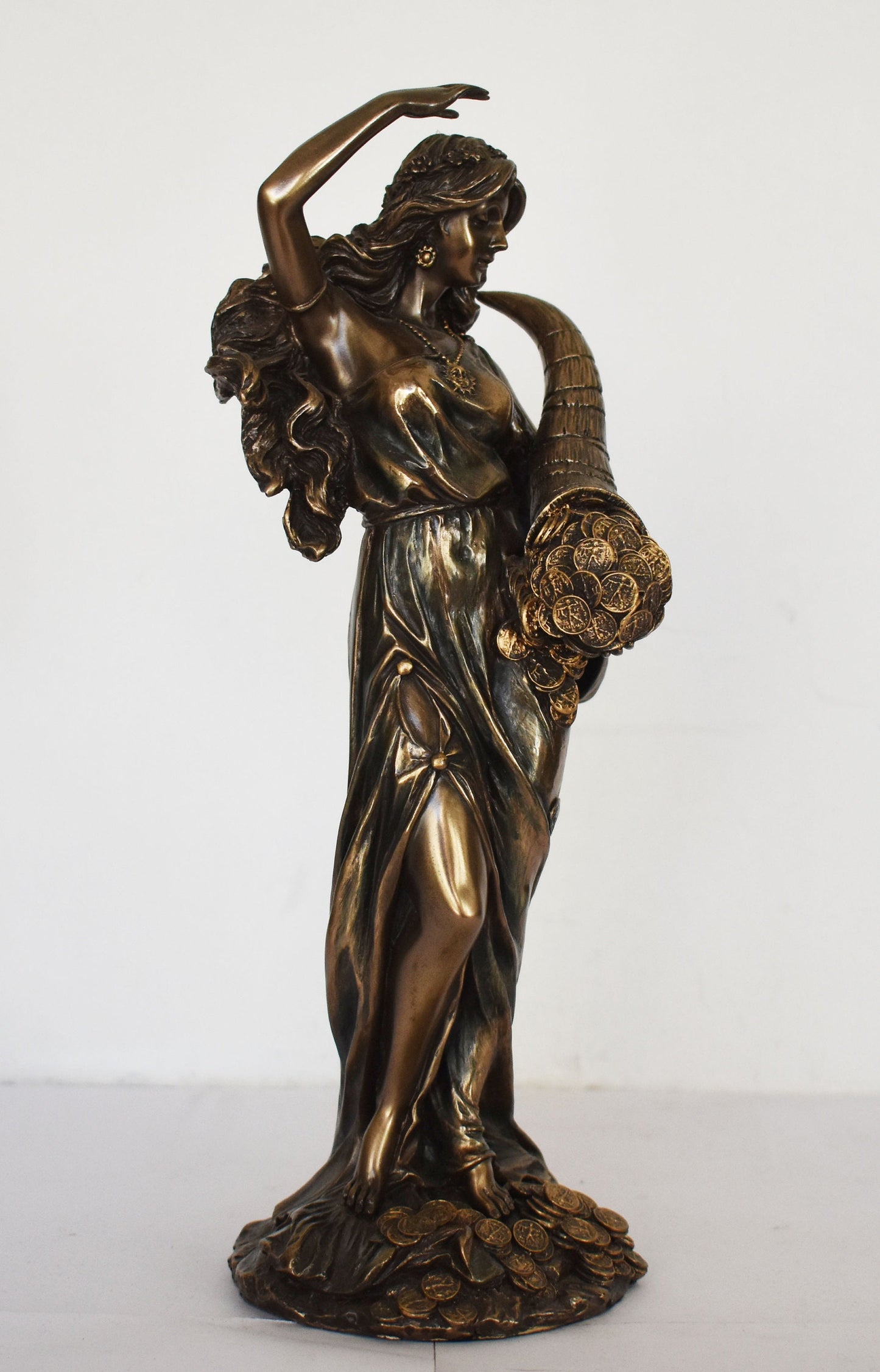 Tyche Fortuna - Greek Roman Goddess of Fortune, Good Luck, Chance, Providence, Succes, Prosperity and Fate - Cold Cast Bronze Resin