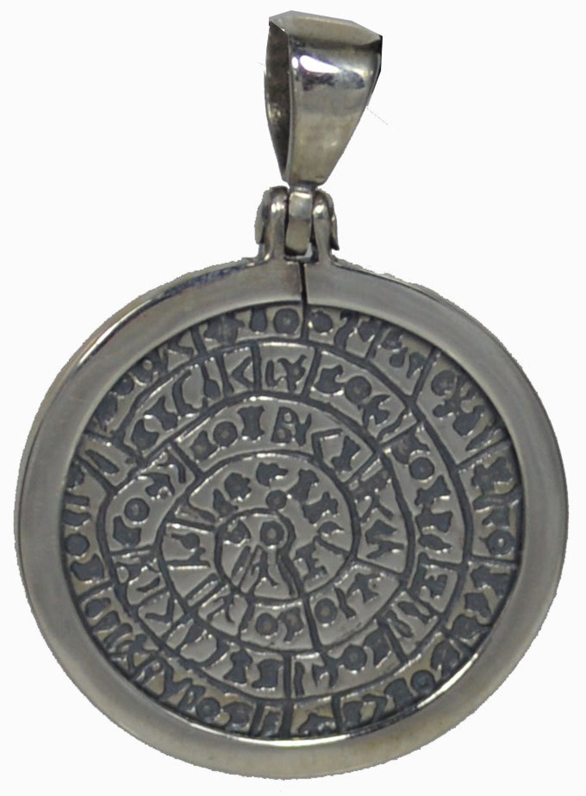 Phaistos Disk - Minoan Period, Crete, Ancient Greece - Pictographic Script - Pendant - 925 Sterling Silver