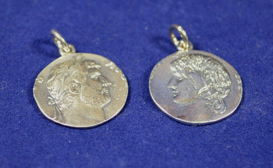 Antinous and Hadrian - An Ancient Love Story over the Centuries - Medallions Set - Pendant - 925 Sterling Silver