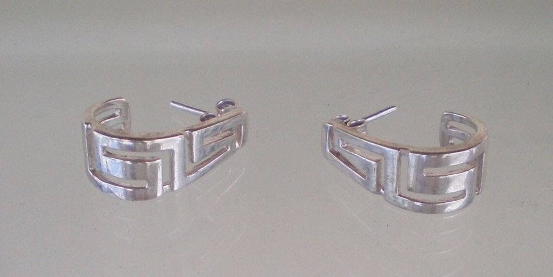 Meander - Greek key - Symbol of  infinity or the eternal flow of things - Ancient Greece - Earrings - 925 Sterling Silver