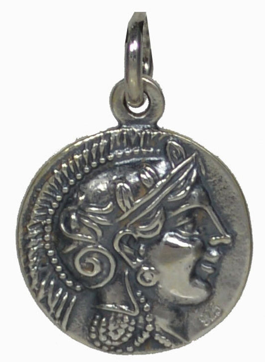 Athena Minerva Greek Roman Goddess of Wisdom - Owl  - Tetradrachm 431-413 BC - Meander Design - Coin Pendant - 925 Sterling Silver