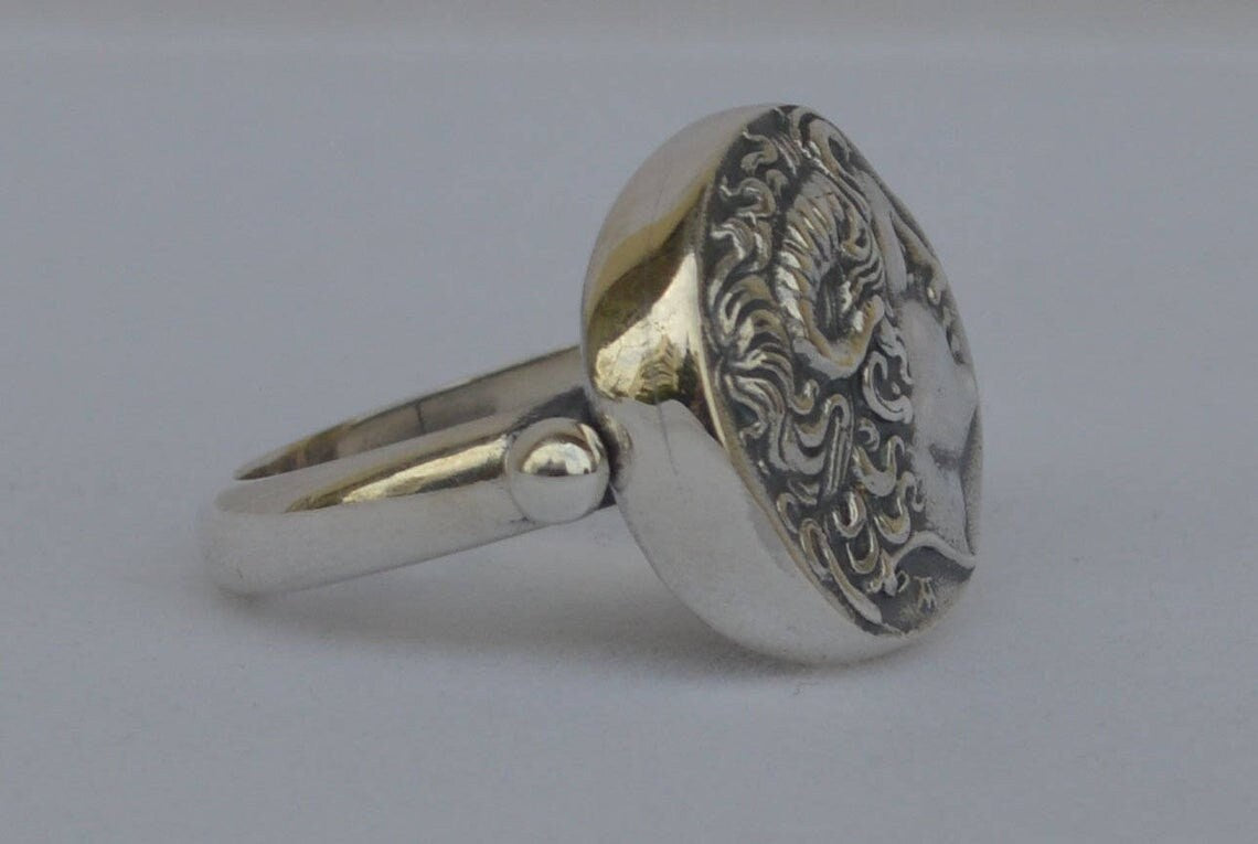 Alexander the Great - Macedonian King - Philip's Son, Student of Aristoteles - Ring - Size Us 7 3/4 - 925 Sterling Silver