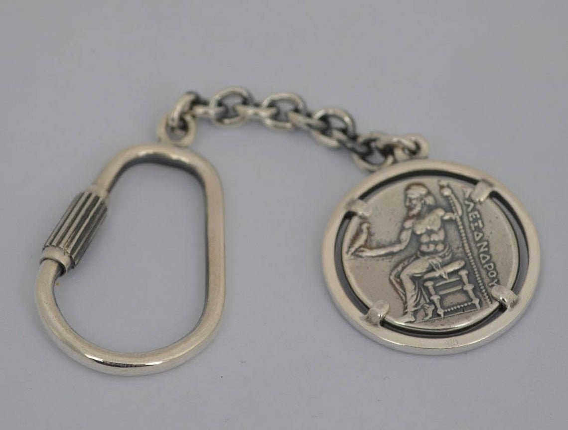 Alexander The Great - Macedonian King - Son of Philip, Student of Aristoteles - Lysimachos Coin - Keychain - 925 Sterling Silver
