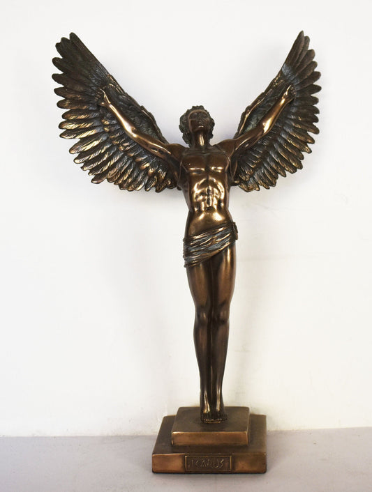 Icarus - Son of Daedalus - Escape from Crete with Wings from Wax and Drowned - Don't Fly Too Close to the Sun - Cold Cast Bronze Resin
