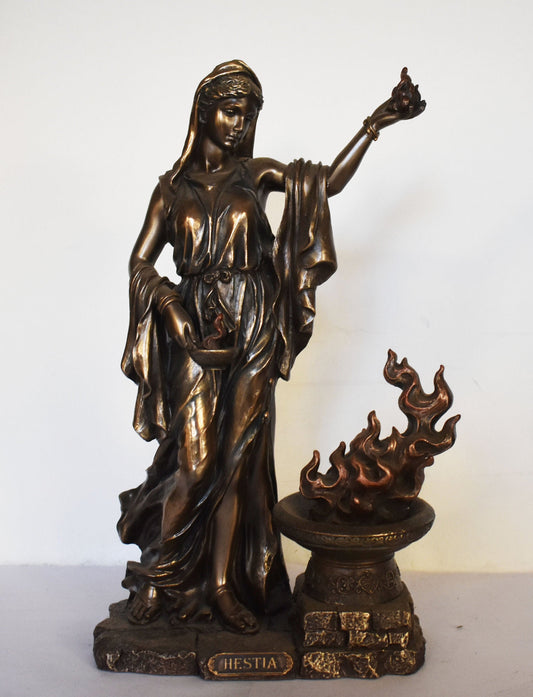 Hestia Vesta - Greek Roman Goddess of Hearth, Right Ordering of Domesticity, Family, Home and the State - Cold Cast Bronze Resin