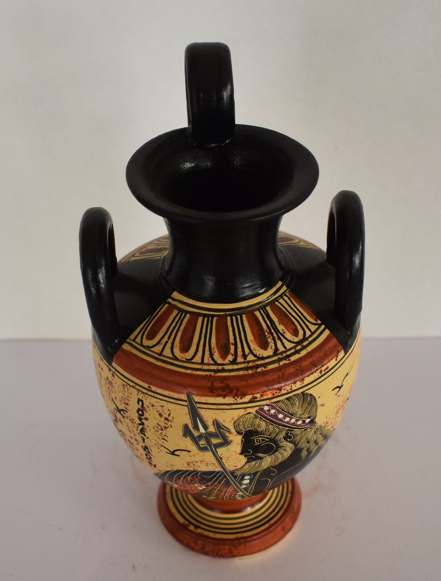 Poseidon Neptune – Greek Roman God of the Sea, Storms, Earthquakes and Horses - Floral design - Ceramic Vase