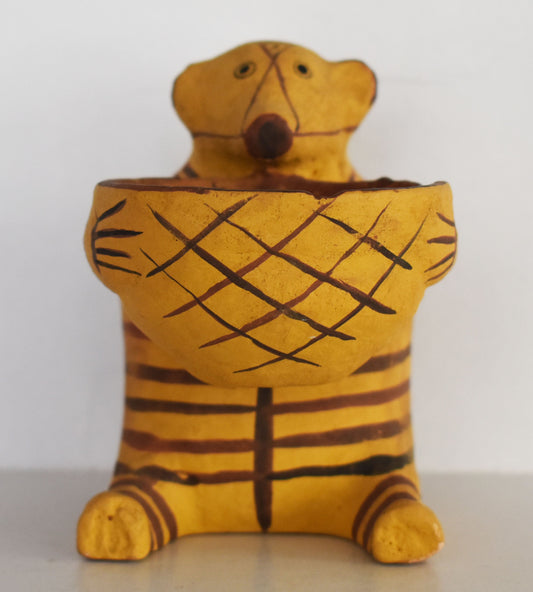 Plastic Vase in the shape of an Animal - A little Bear or Hedgehog holding a Bowl - National Athens Museum - Reproduction - Ceramic Artifact