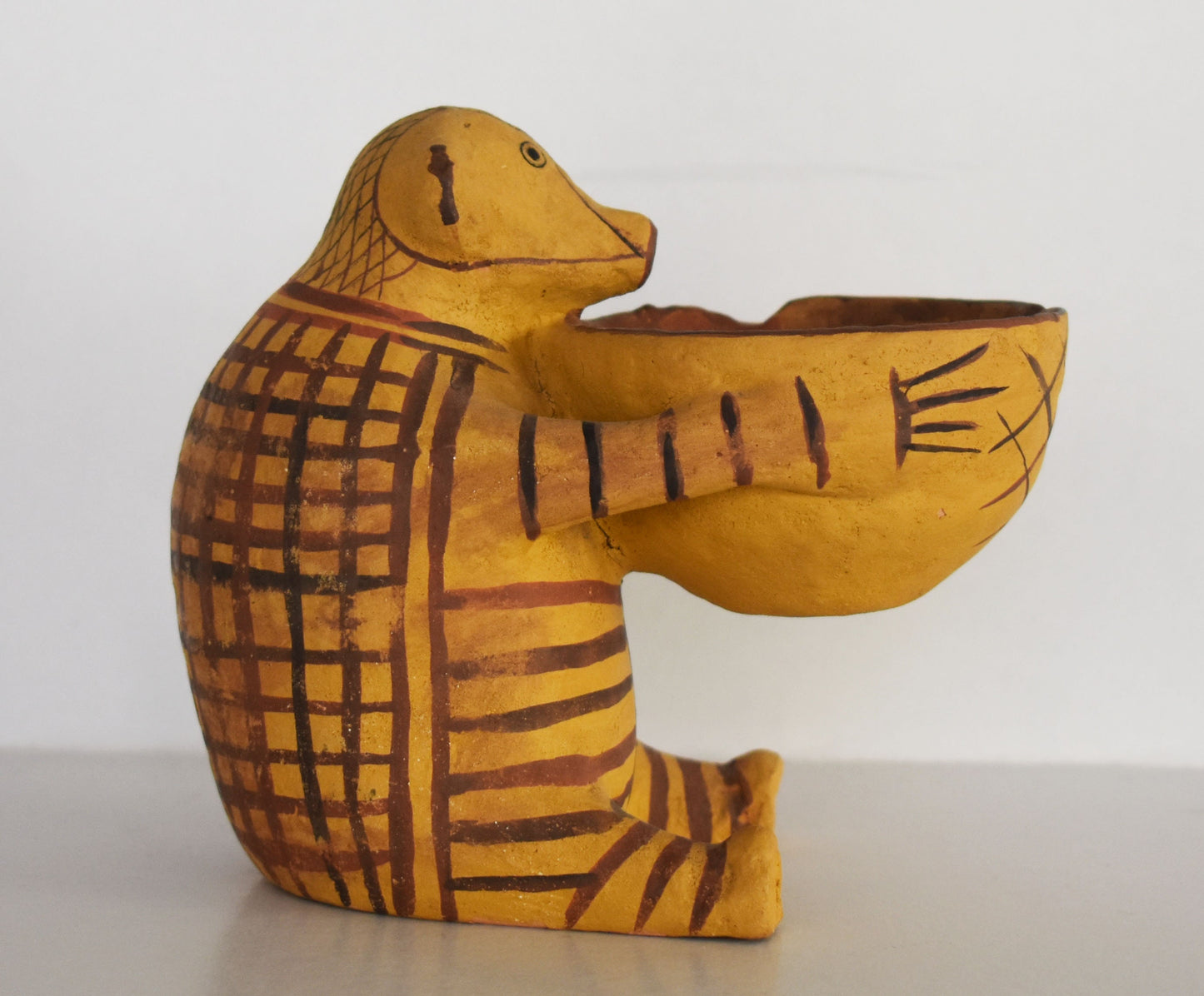 Plastic Vase in the shape of an Animal - A little Bear or Hedgehog holding a Bowl - National Athens Museum - Reproduction - Ceramic Artifact