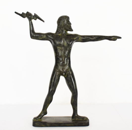 Zeus Jupiter-  Greek Roman King of all Gods of Mount Olympus - Ruler of Sky, Lightning and Thunder - Chief Figure - pure bronze statue