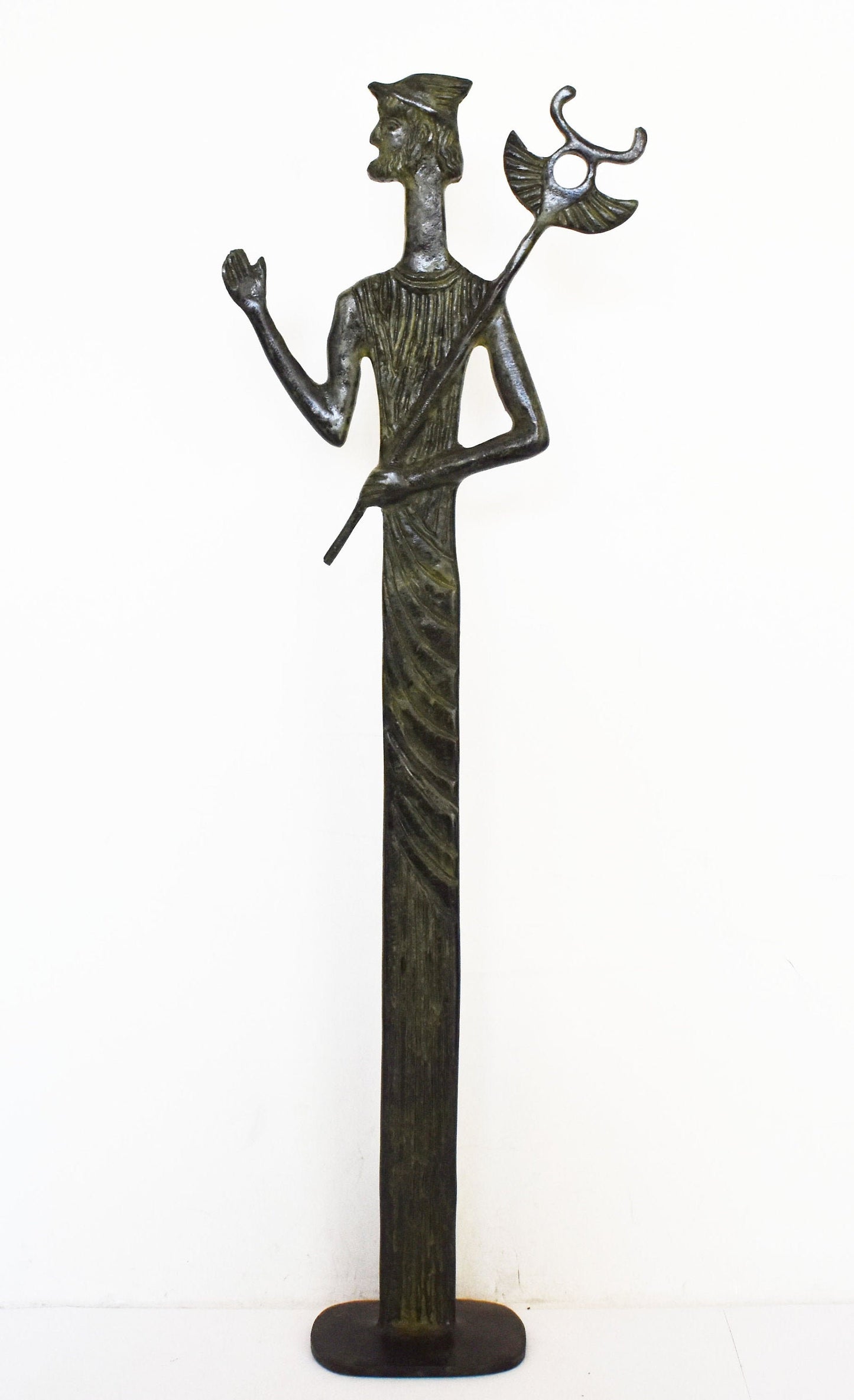 Hermes Mercury - One of the Twelve Olympians and the god who watched over messengers and heralds - pure bronze statue
