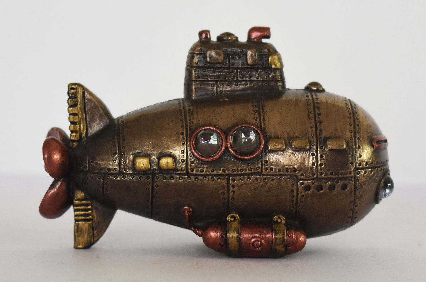 Clock in the Shape of Submarine - Steampunk - Modern Art - Decoration - Cold Cast Bronze Resin