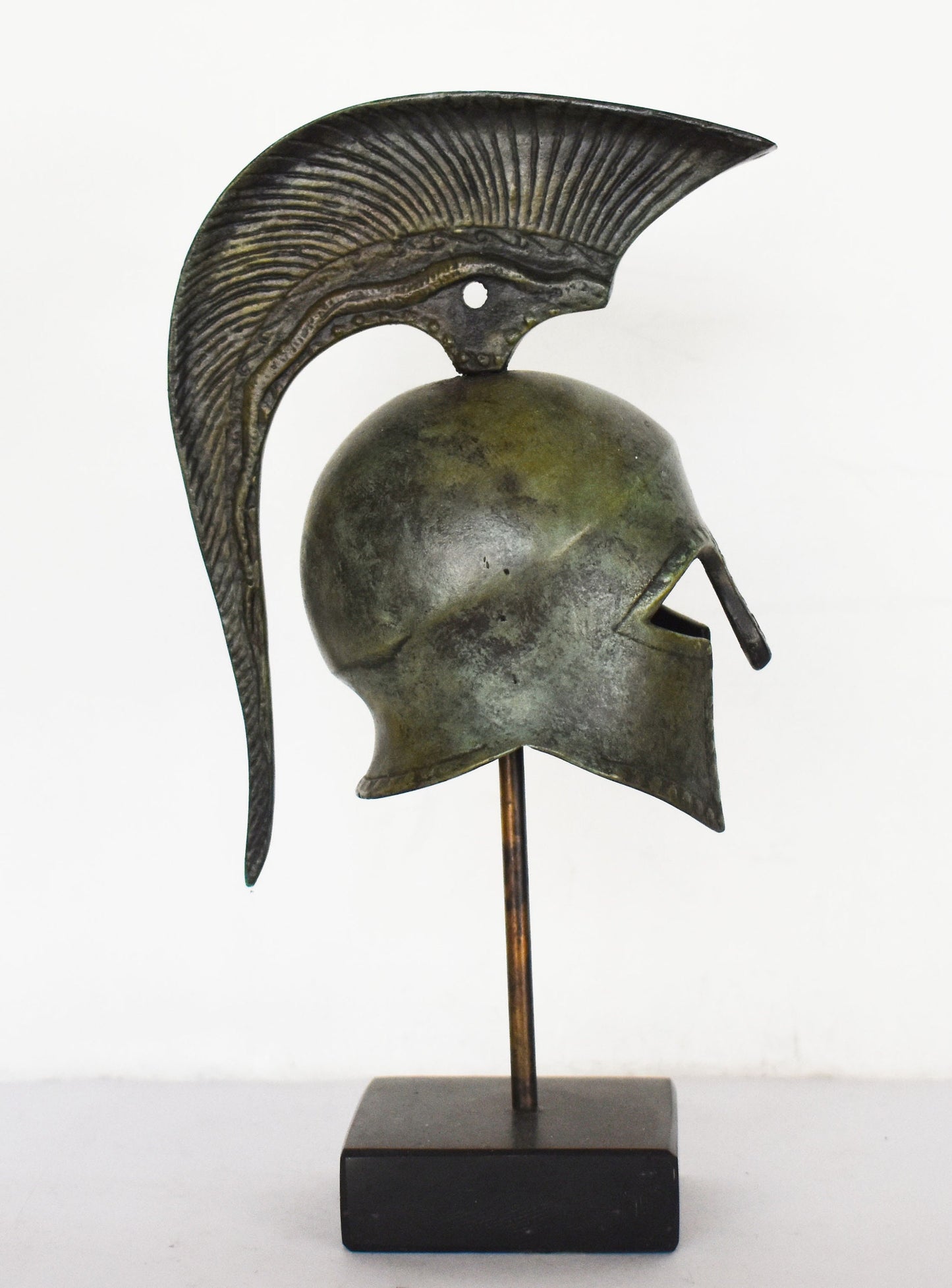 Ancient Greek Spartan Corinthian Helmet - Snake Motif - Marble Base - Museum Reproduction - pure bronze statue