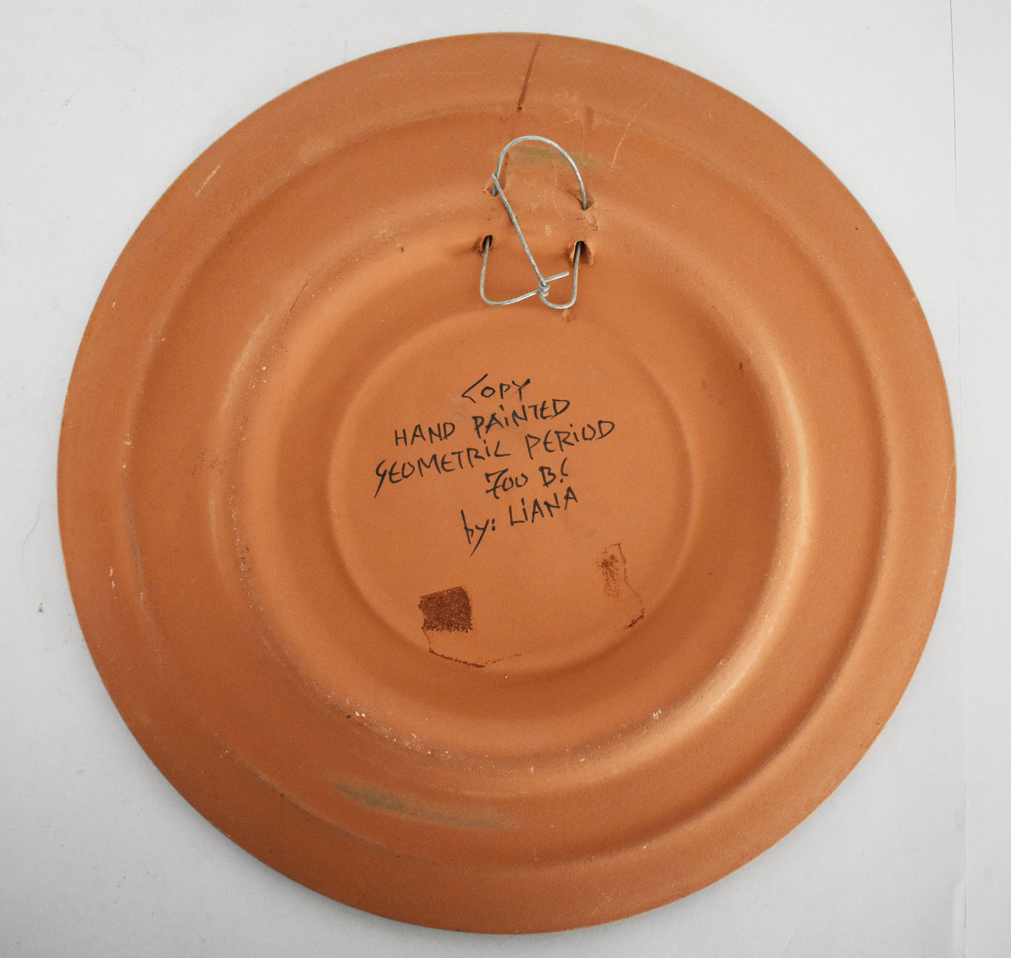 Funerar Representation of a Glorious Ancestry Man - Meander - Geometric Period - 700 BC - Ceramic plate - Handmade in Greece