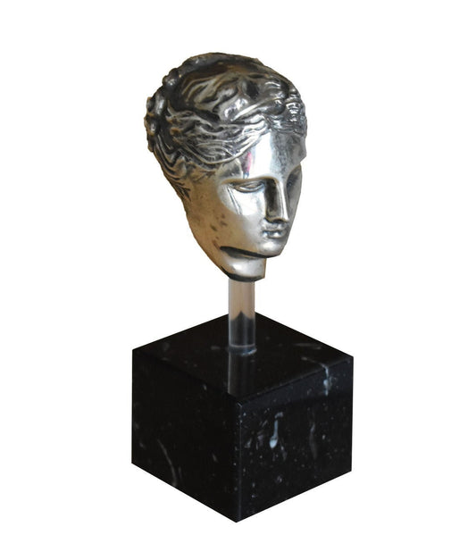 Hygieia - Greek Goddess of Health, Healing, Cleanliness and Hygiene - Mini Bust on Marble Base - 925 Sterling Silver