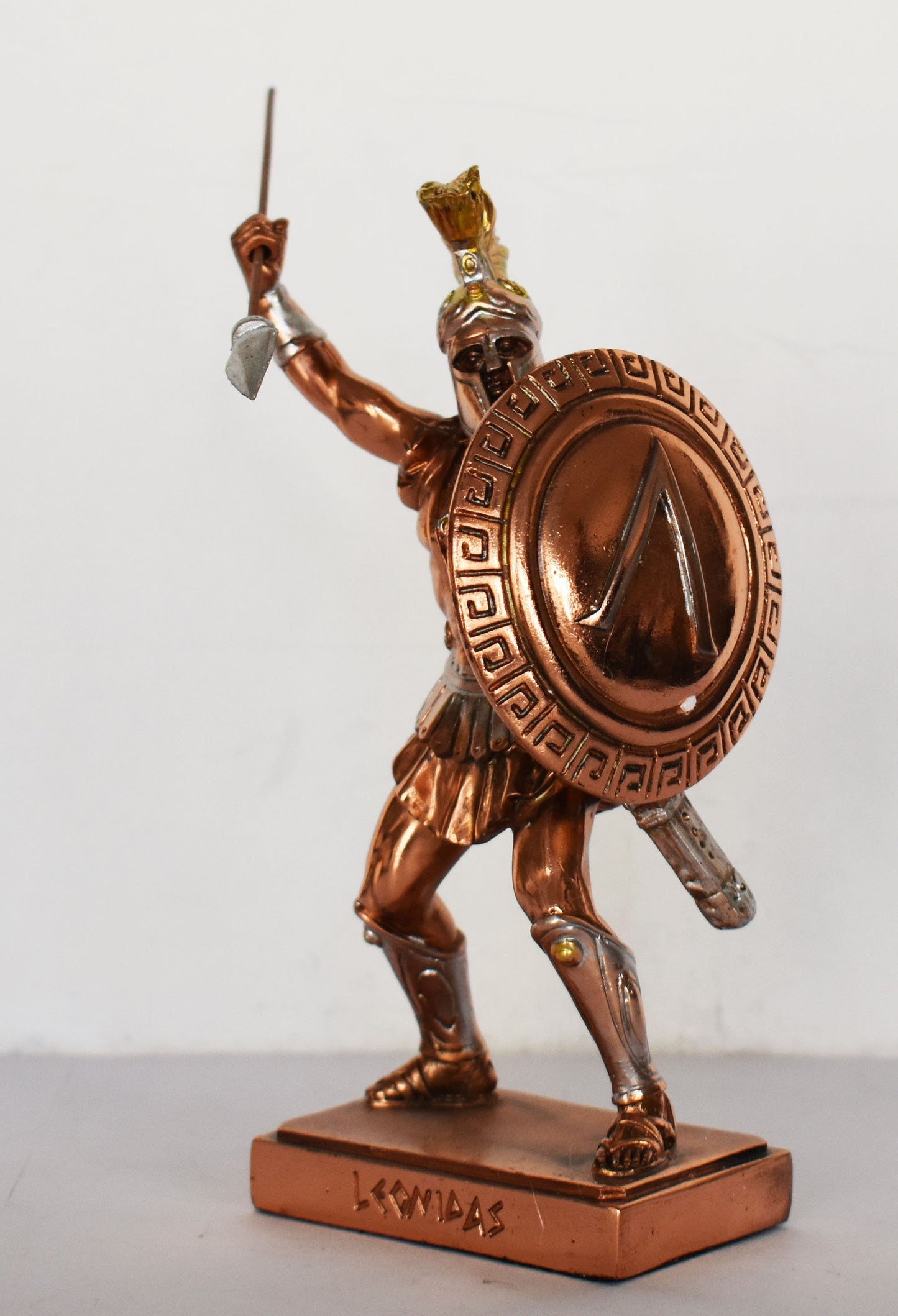 Leonidas - Spartan King - Leader of 300 - Battle of Thermopylae - 480 BC - Molon Labe, Come and Take Them - Copper Plated Alabaster
