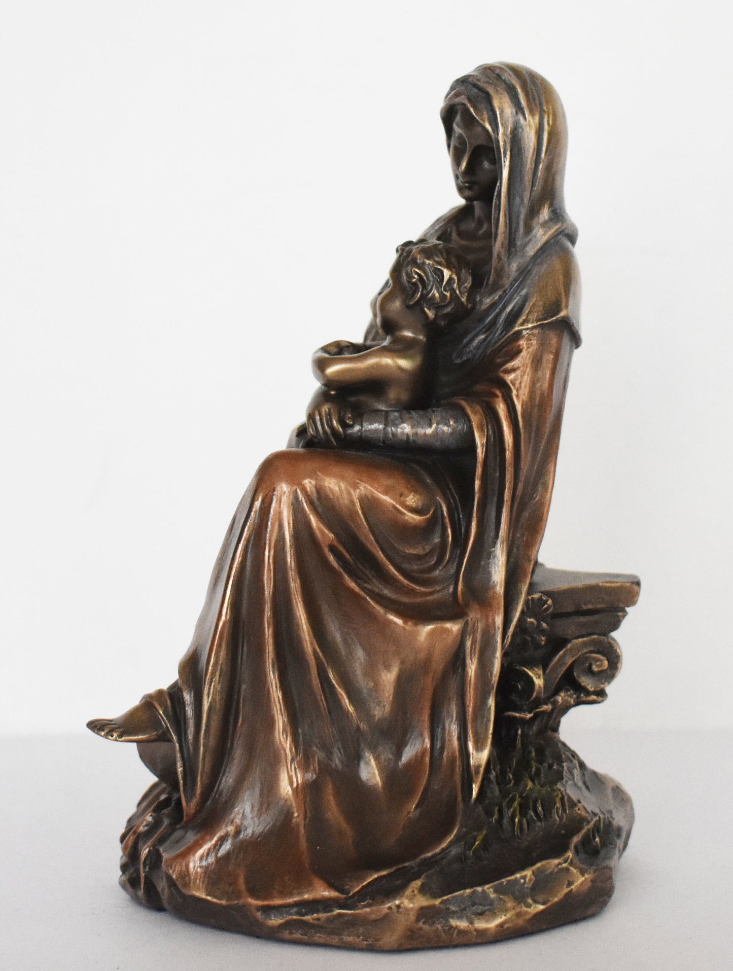 Virgin Mary Hugging Baby Jesus - Blessed Mother - Christianity - Cold Cast Bronze Resin