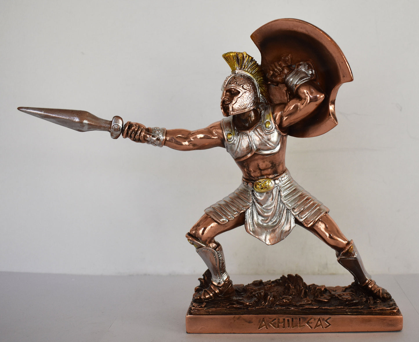 Achilles - King of the Myrmidons - Greatest of all the Greek warriors - Son of Thetis - Trojan War, Homer's Iliad - Copper Plated Alabaster