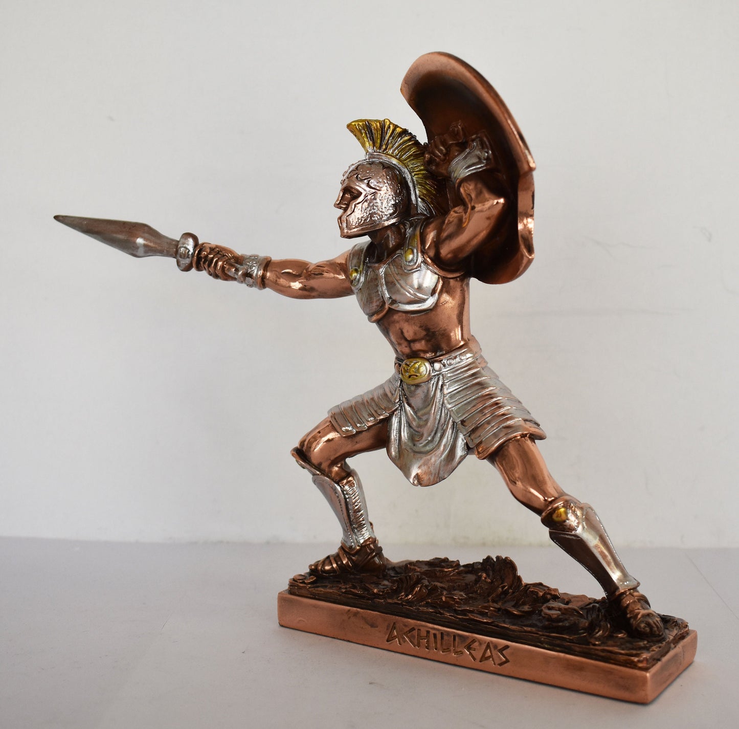 Achilles - King of the Myrmidons - Greatest of all the Greek warriors - Son of Thetis - Trojan War, Homer's Iliad - Copper Plated Alabaster
