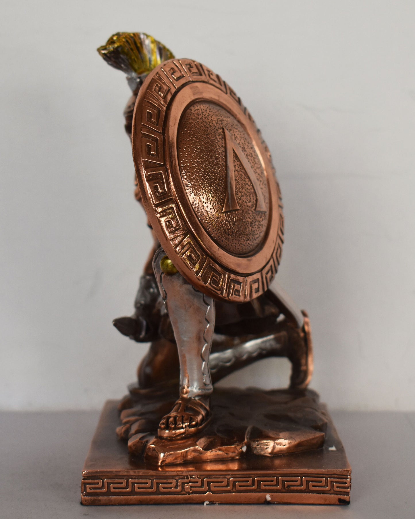 Spartan Hoplite - King Leonidas Warrior - 300 against Persian Army - Battle of Thermopylae - 480 BC - Copper Plated Alabaster