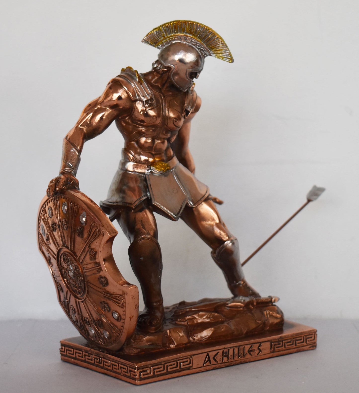 Achilles - King of the Myrmidons - Legendary Greek Hero - Son of Thetis and Peleus - Trojan War - Homer's Iliad  - Copper Plated Alabaster