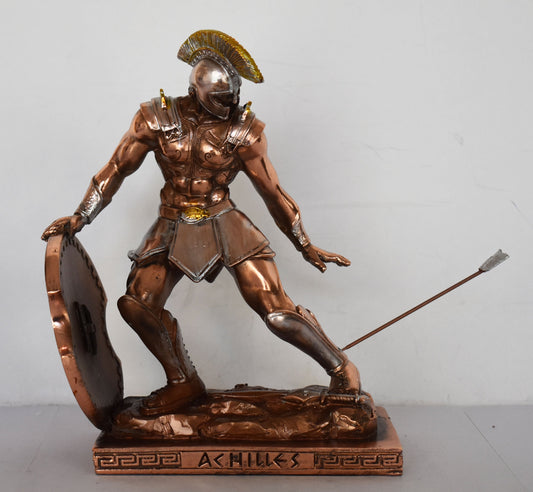 Achilles - King of the Myrmidons - Legendary Greek Hero - Son of Thetis and Peleus - Trojan War - Homer's Iliad  - Copper Plated Alabaster