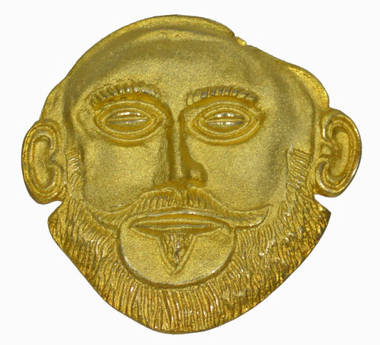 Mask of Agamemnon - King of Mycenae - Commander of Greeks in Trojan War - Gold Plated Pendant - Brooch Pin - 925 Sterling Silver