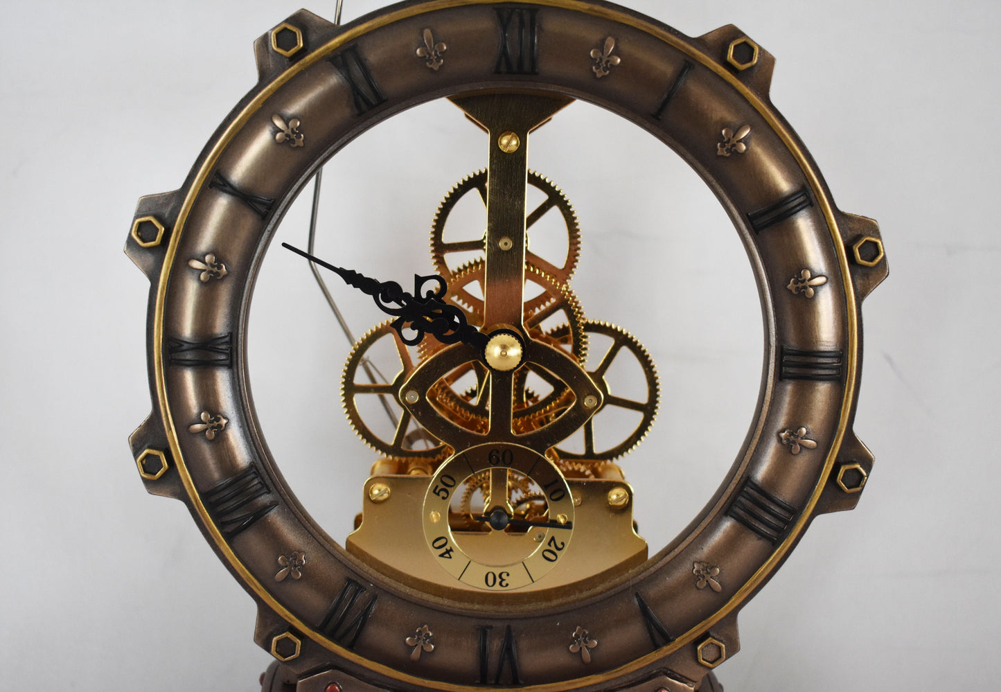 Clock - Steampunk - Modern Art, Decoration - Inspired by 19th-Century Industrial Steam-powered Machinery - Cold Cast Bronze Resin