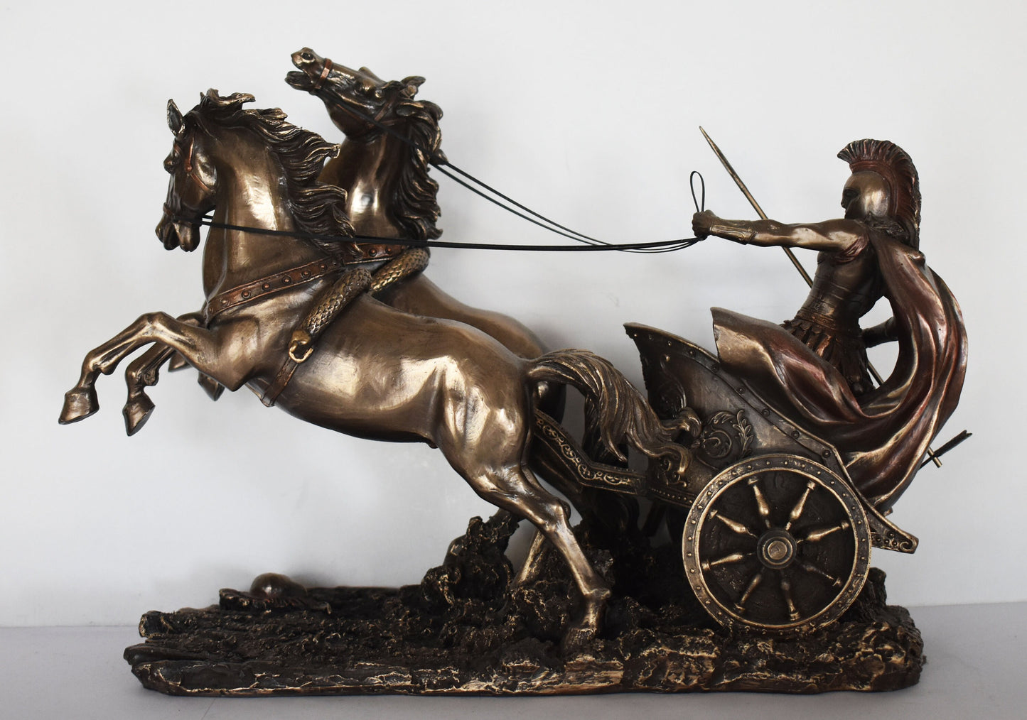 Achilles on Chariot- Greek Hero - Son of Thetis and Peleus - Trojan War - Homer's Iliad - Cold Cast Bronze Resin