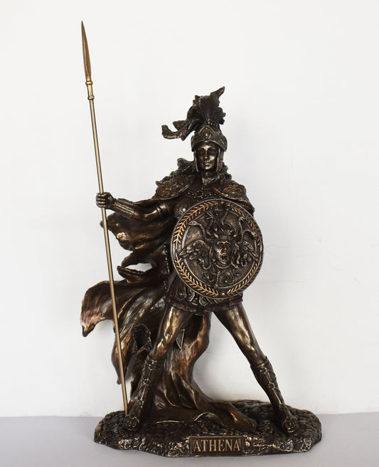 Athena Minerva - Greek Roman goddes of Wisdom, Strength, Strategy, Courage, Inspiration, Arts, Crafts, and Skill - Cold Cast Bronze Resin