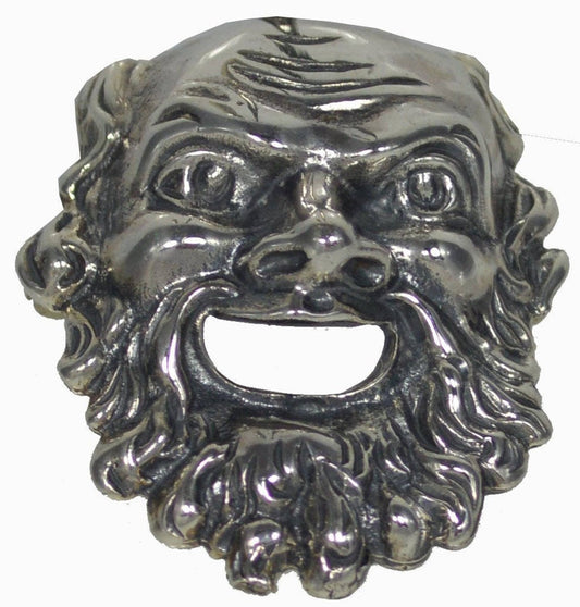 Dionysus Bacchus Mask - Greek Roman God of Wine, Ritual Madness and Ecstasy - Pendant - Brooch Pin - 925 Sterling Silver