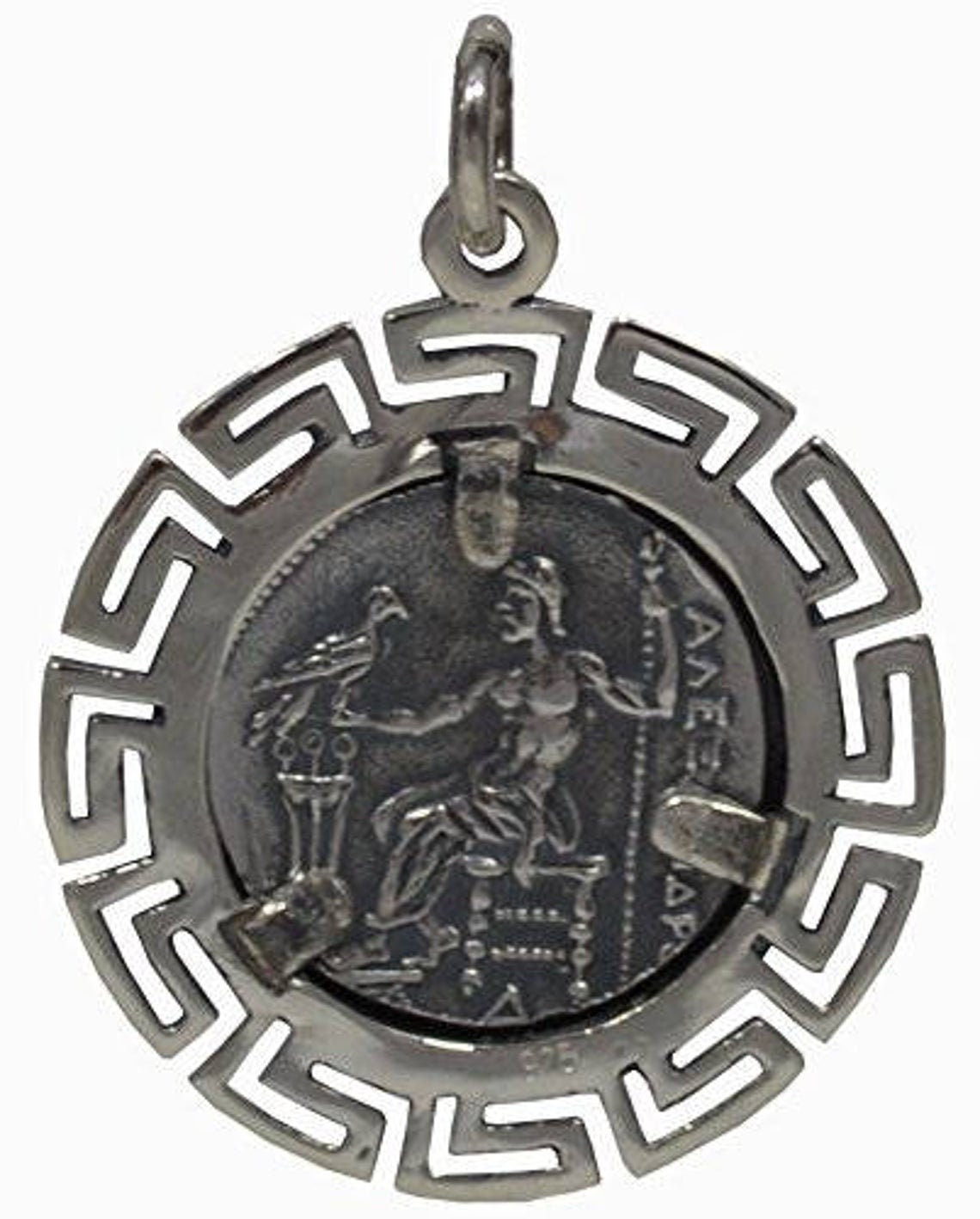 Alexander The Great - Macedonian King - Meander Motif - Amphipolis Tetradrachm - 336-326 BC - Coin Pendant - 925 Sterling Silver
